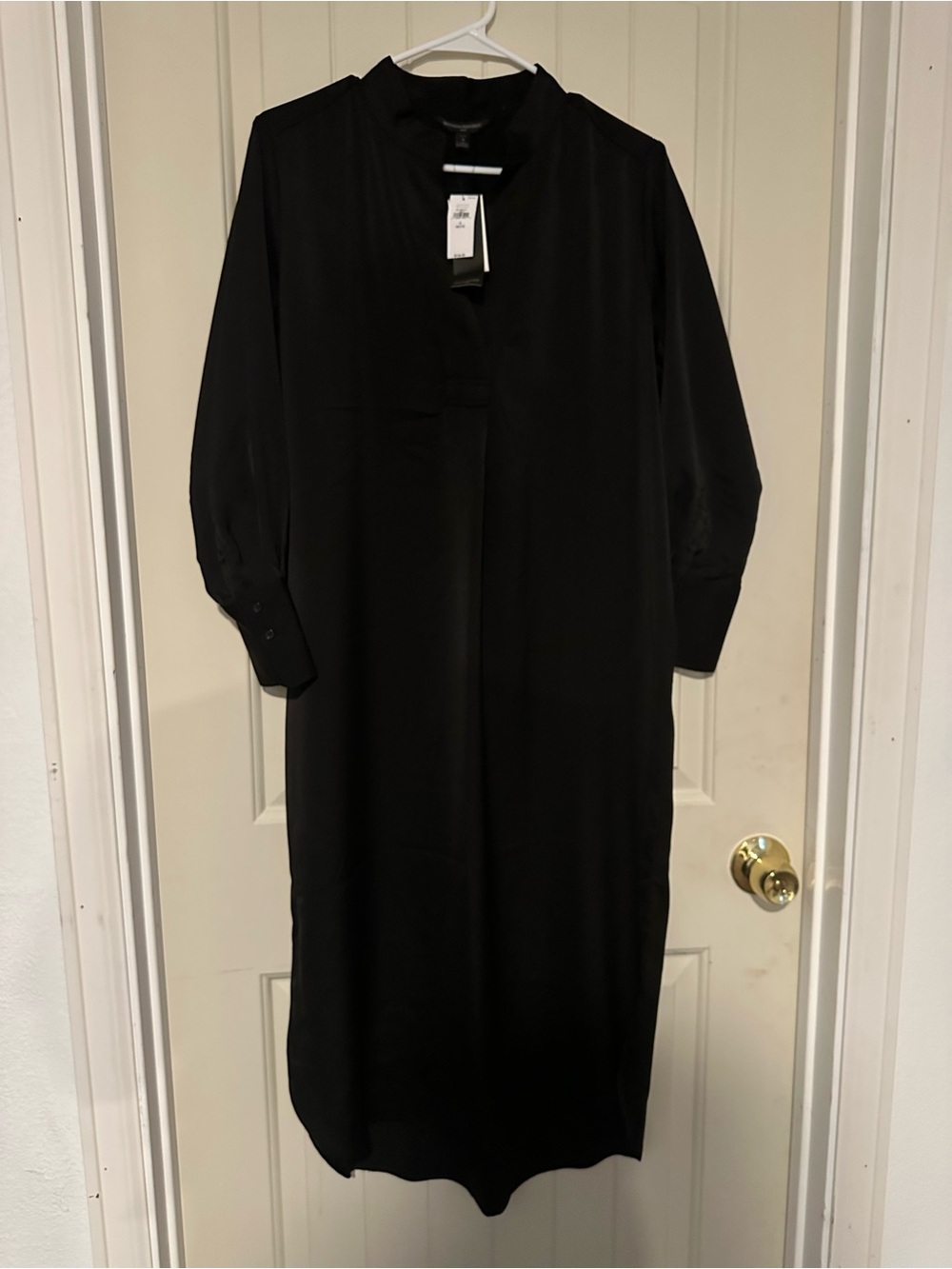 NWT Banana Republic Women's Black Long Sleeve Midi Dress Shift Style SZ S P $100